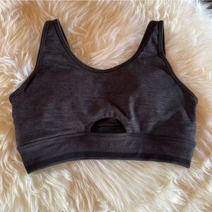 BuffBunny Charcoal Seamless Sports Bra with keyhole- Dark Gray